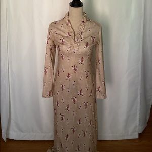Vintage Liberty circle cream floral floor length dress